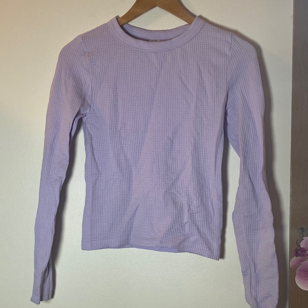 No Boundaries Light Purple Waffle Knit Top